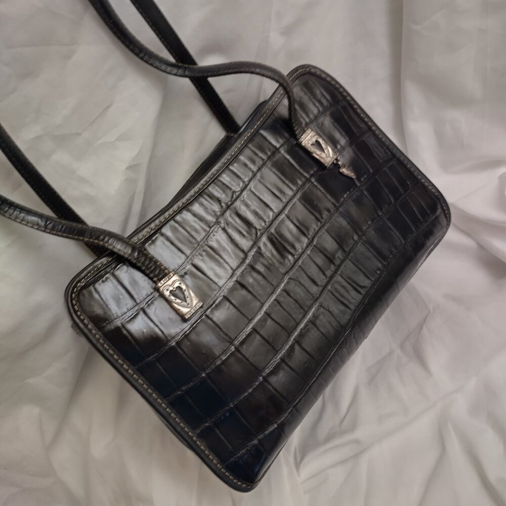 * BRIGHTON CROC LEATHER TOTE, MEDIUM SIZED PERFECT TO FIND ITEMS BLACK CUTE!